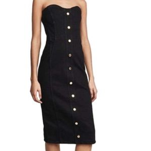 Veronica beard Liza dress denim black gold buttons 2